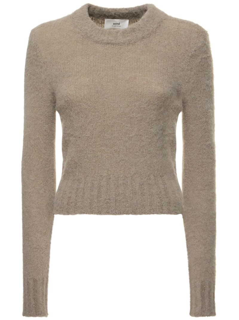 Brushed alpaca blend crewneck sweater - 1