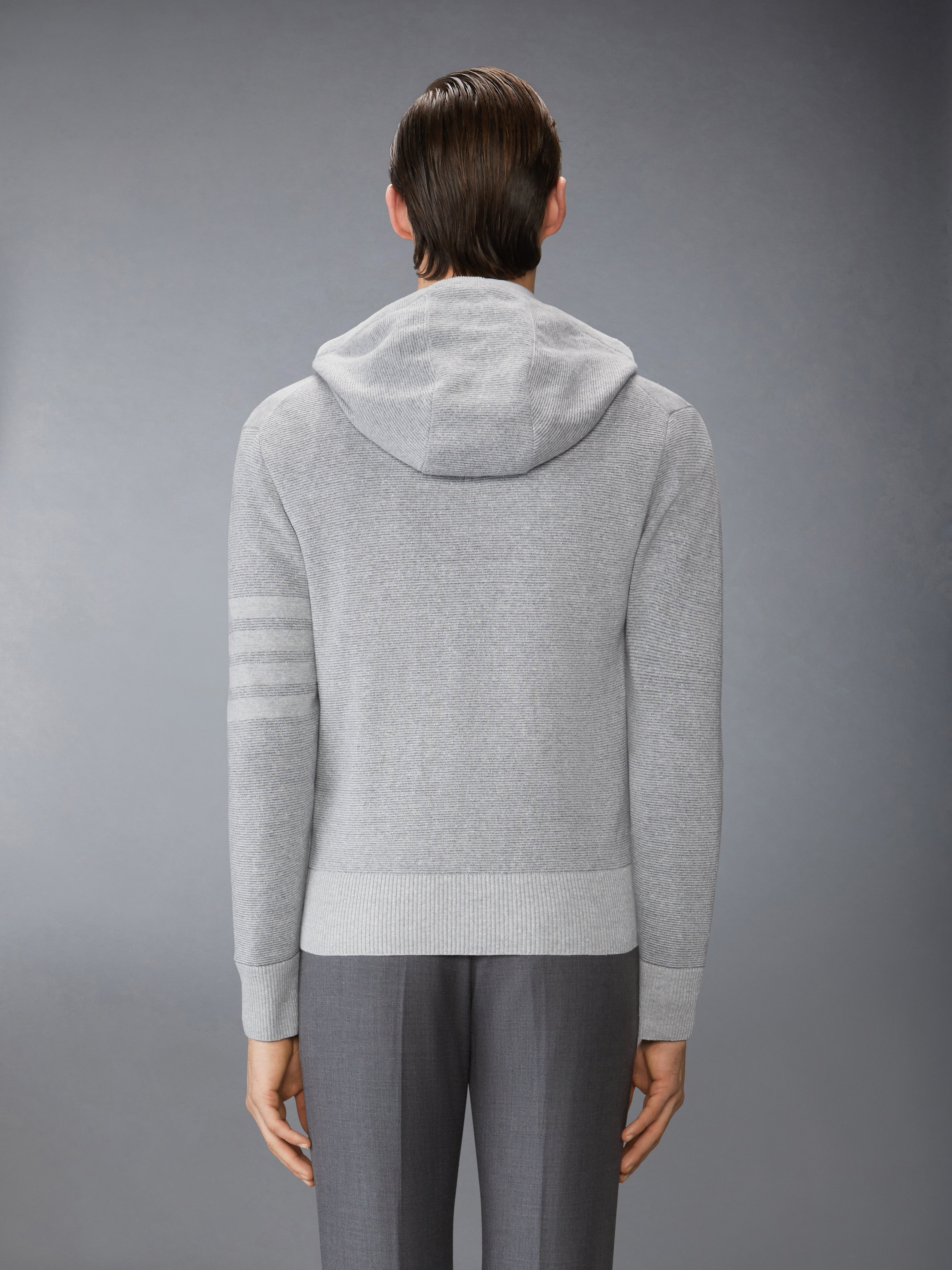 TEXTURED STRIPED STITCH 4-BAR RELAXED FIT HOODIE - 3