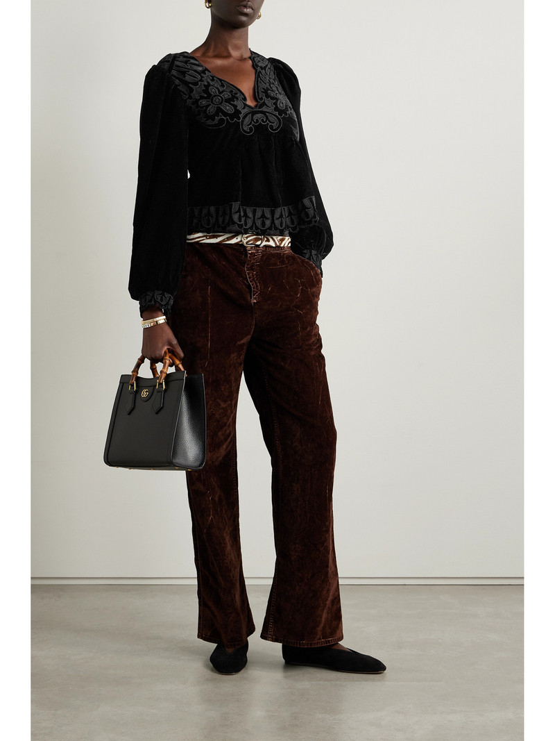 Sea Dana Tulle-trimmed Embroidered Velvet Blouse outlook