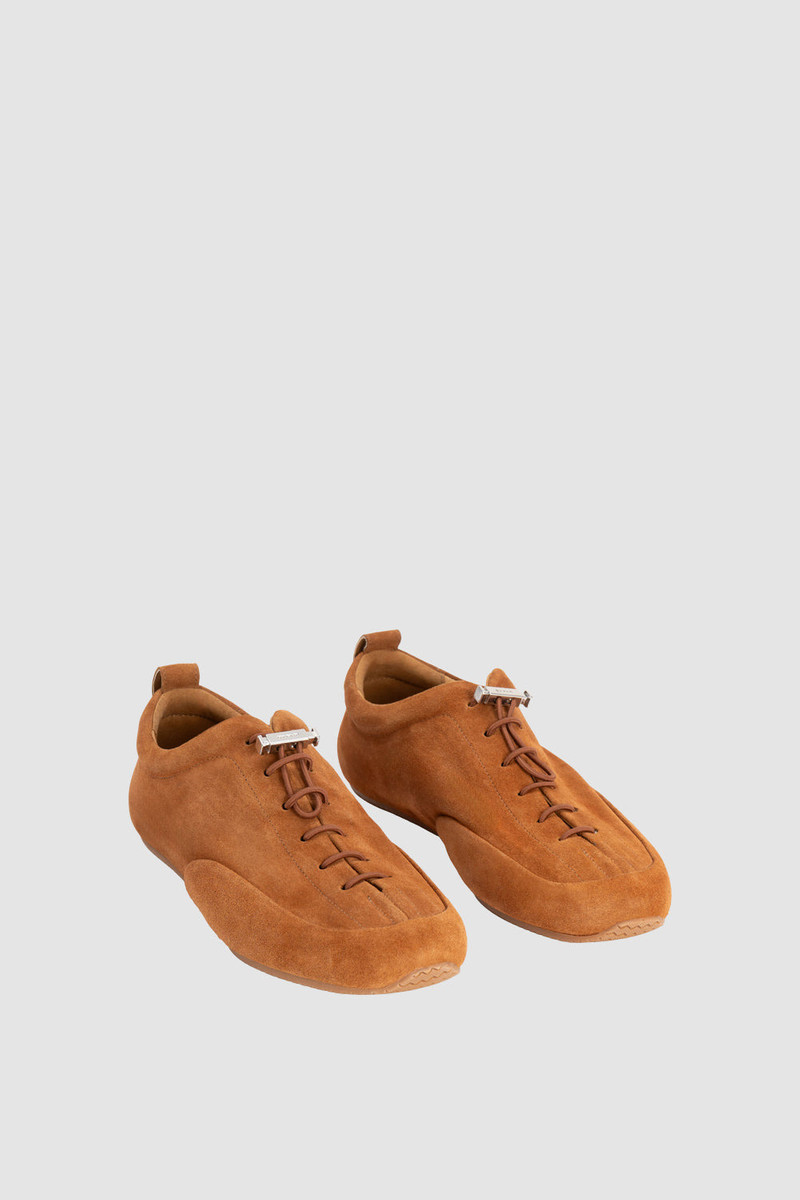 BY FAR Prudent Summer Tan Suede Leather Sneaker outlook