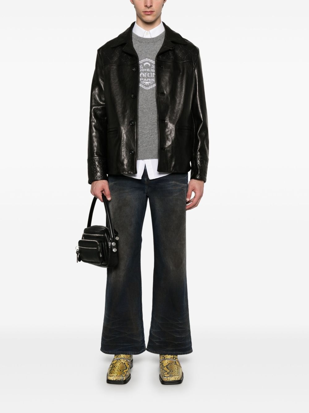 Moongram-embossed leather jacket - 2