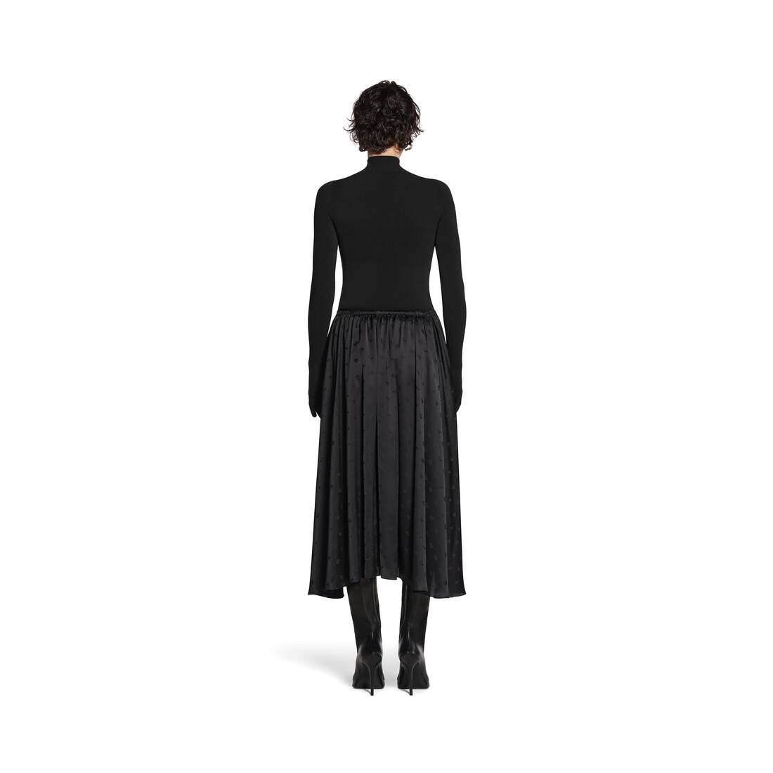 Women's Logo Letters All Over Elastic Skirt in Black - 4