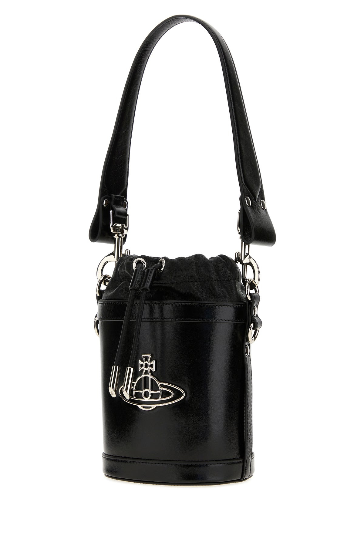 Black nappa leather small Kitty bucket bag - 2
