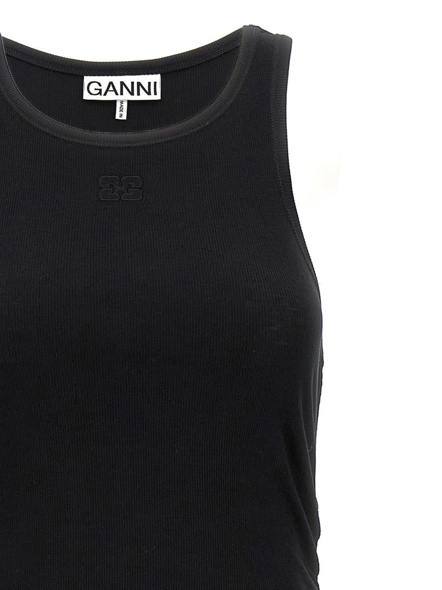 Ganni Logo Ribbed Dress - 3