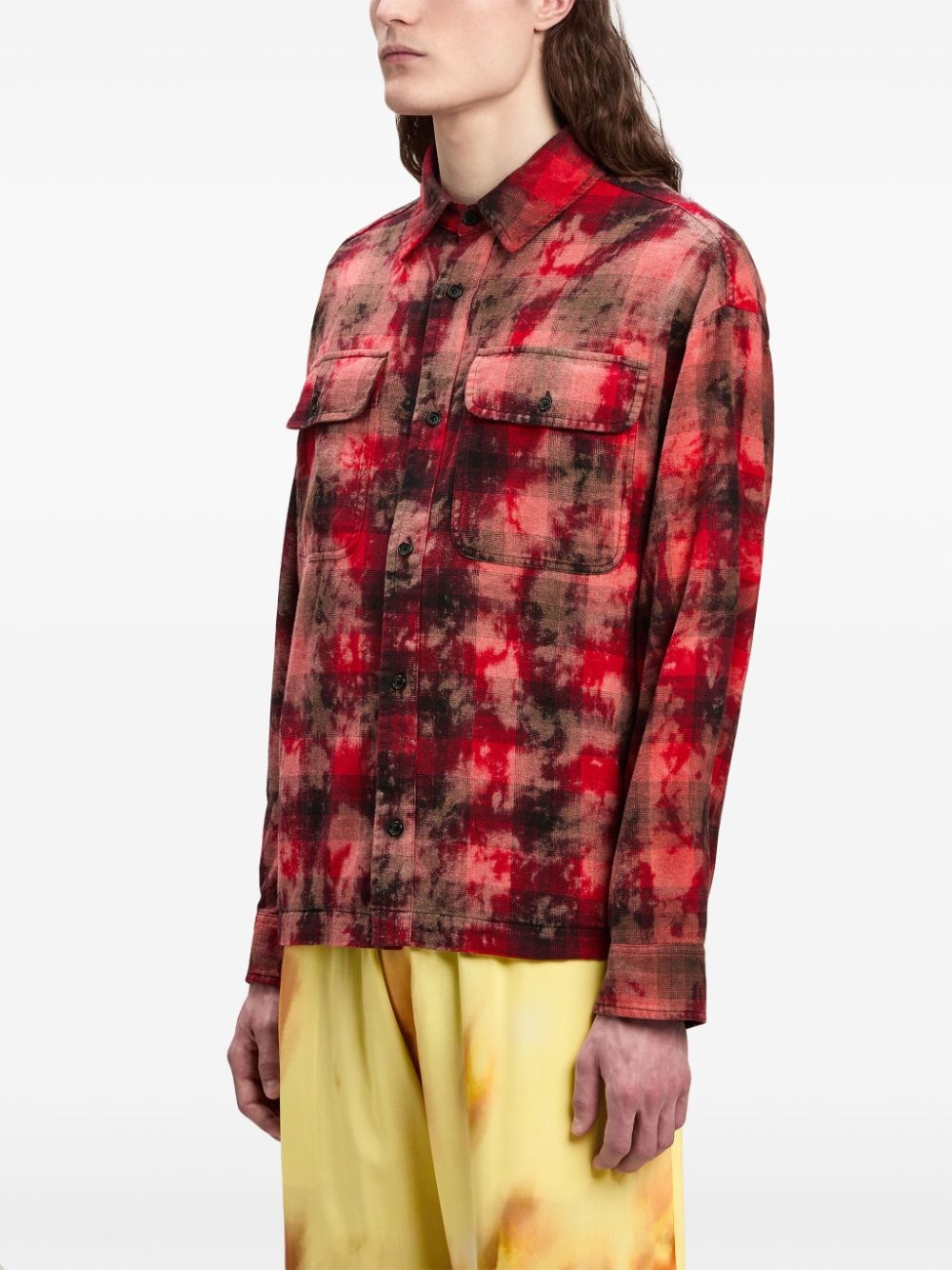 logo-print plaid shirt - 4