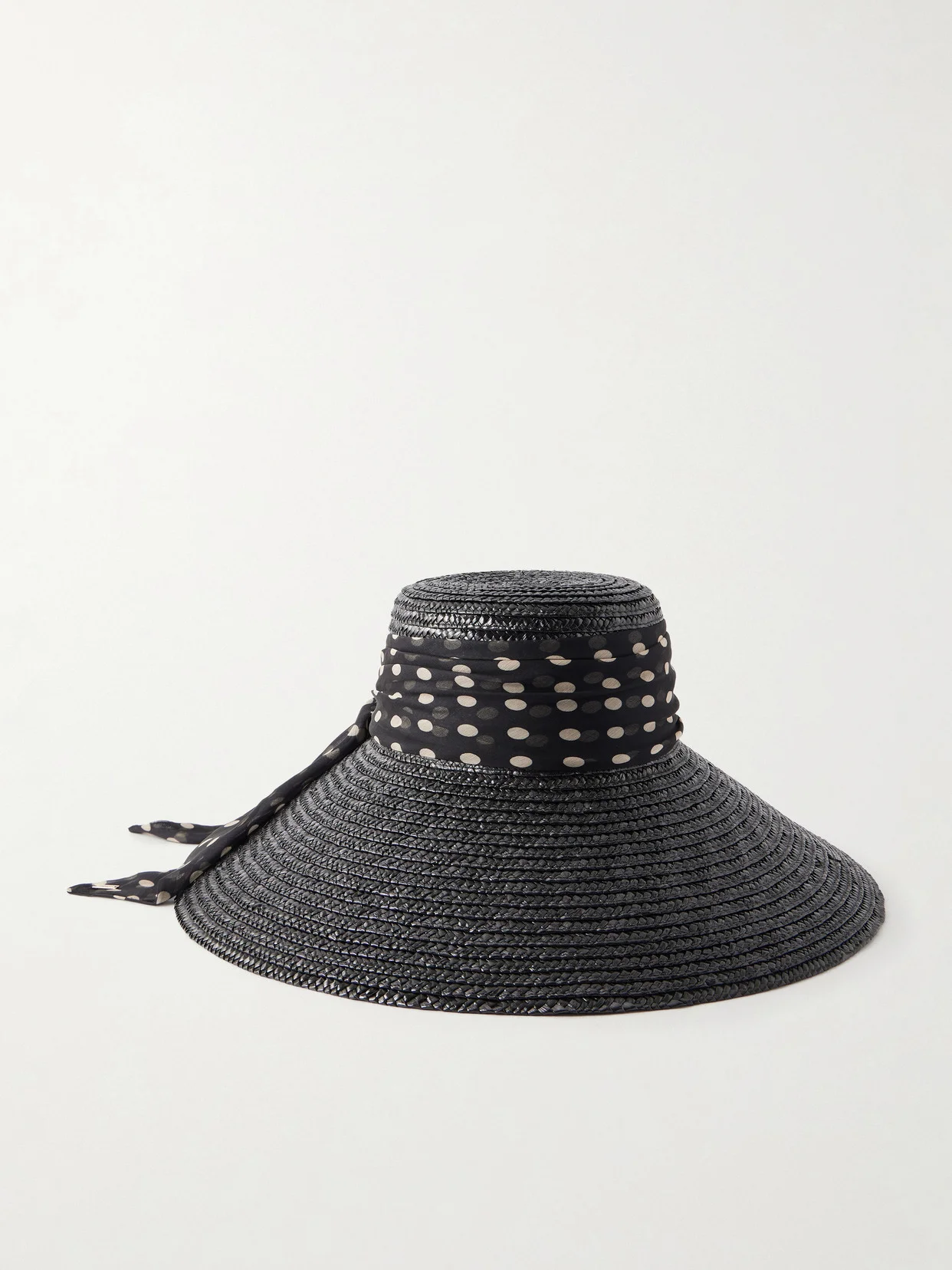 Mirabel Chiffon-trimmed Straw Sunhat - 1