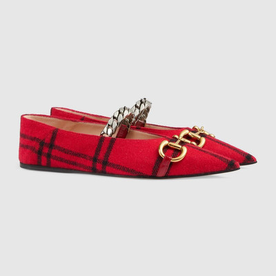 GUCCI Women's check ballet flat with Horsebit outlook