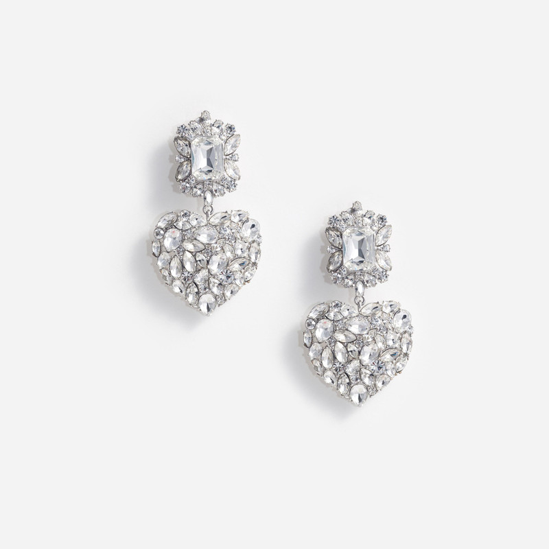 Crystal Heart Tiered Earrings - 1