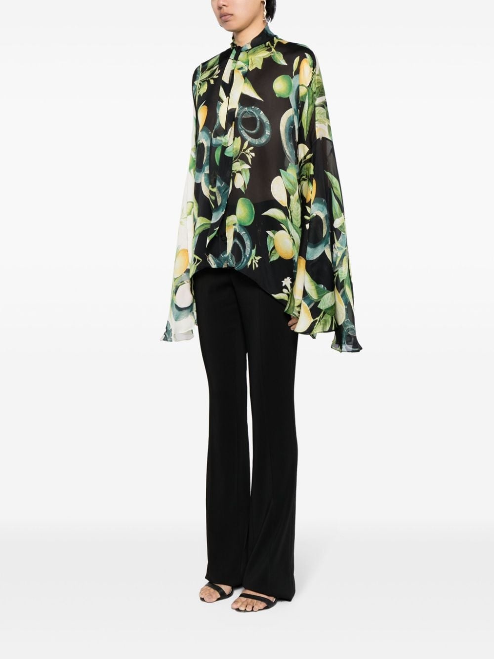 graphic-print silk shirt - 3