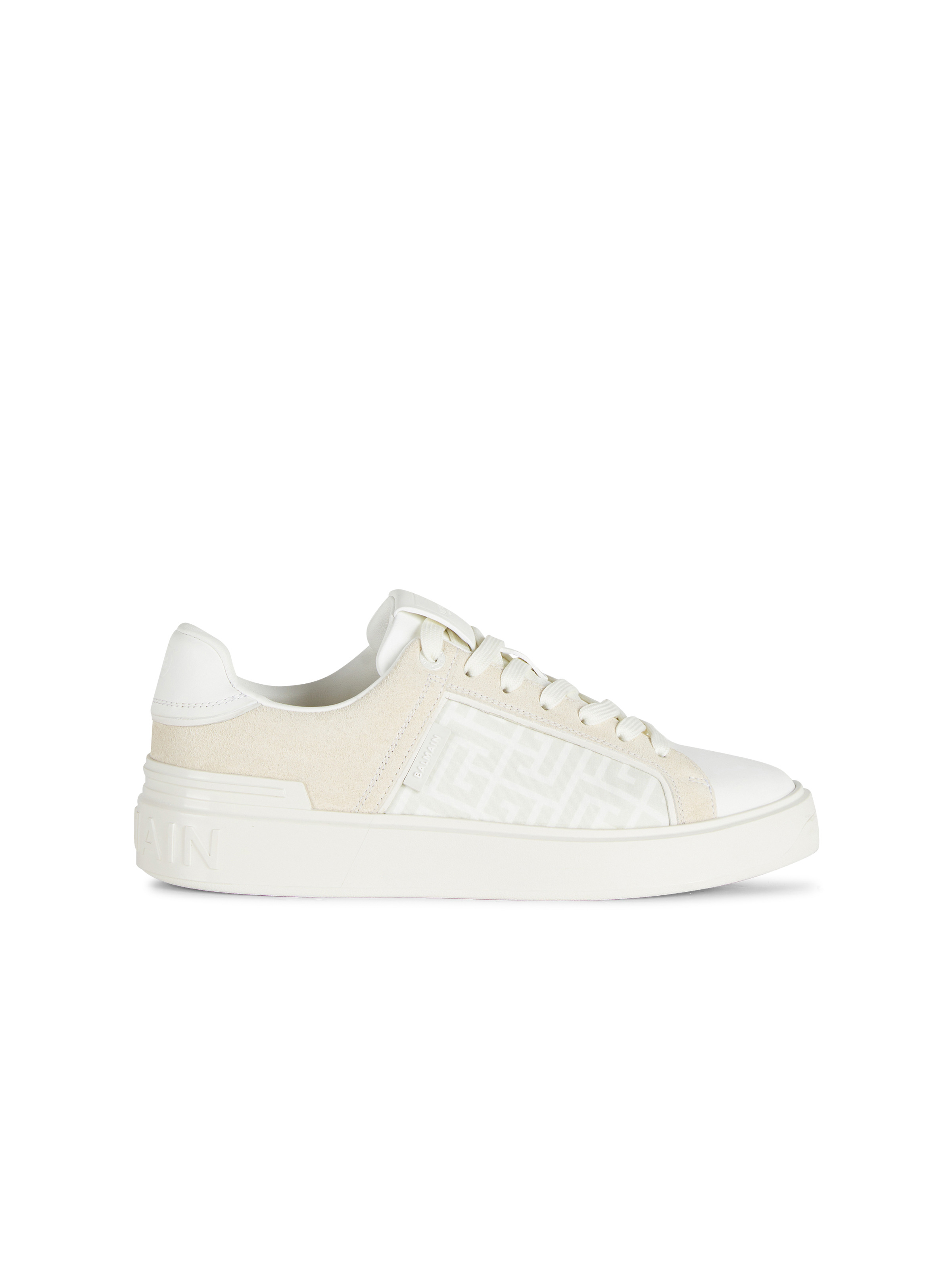 B-Court monogrammed nylon and leather trainers - 1