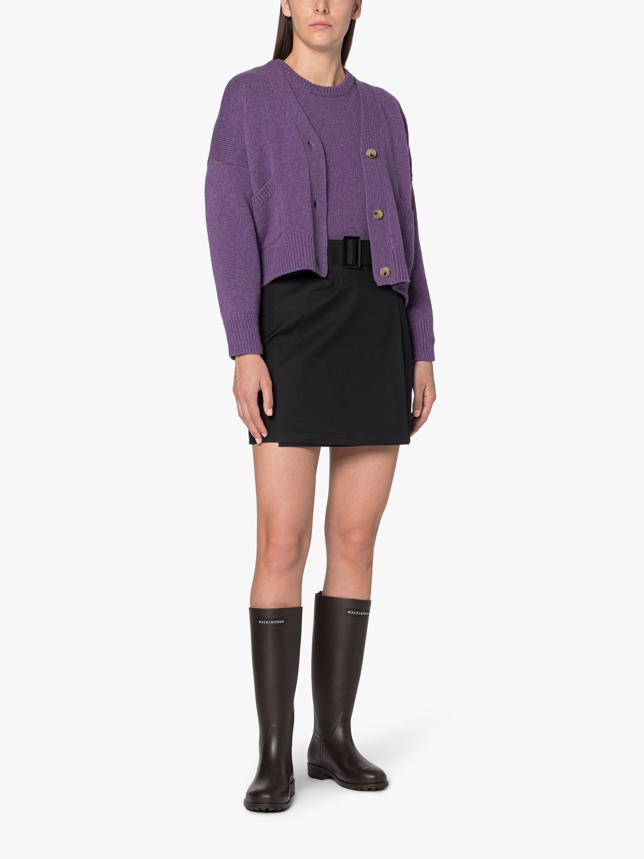 SEEMA BLACK BONDED COTTON SKIRT - 2