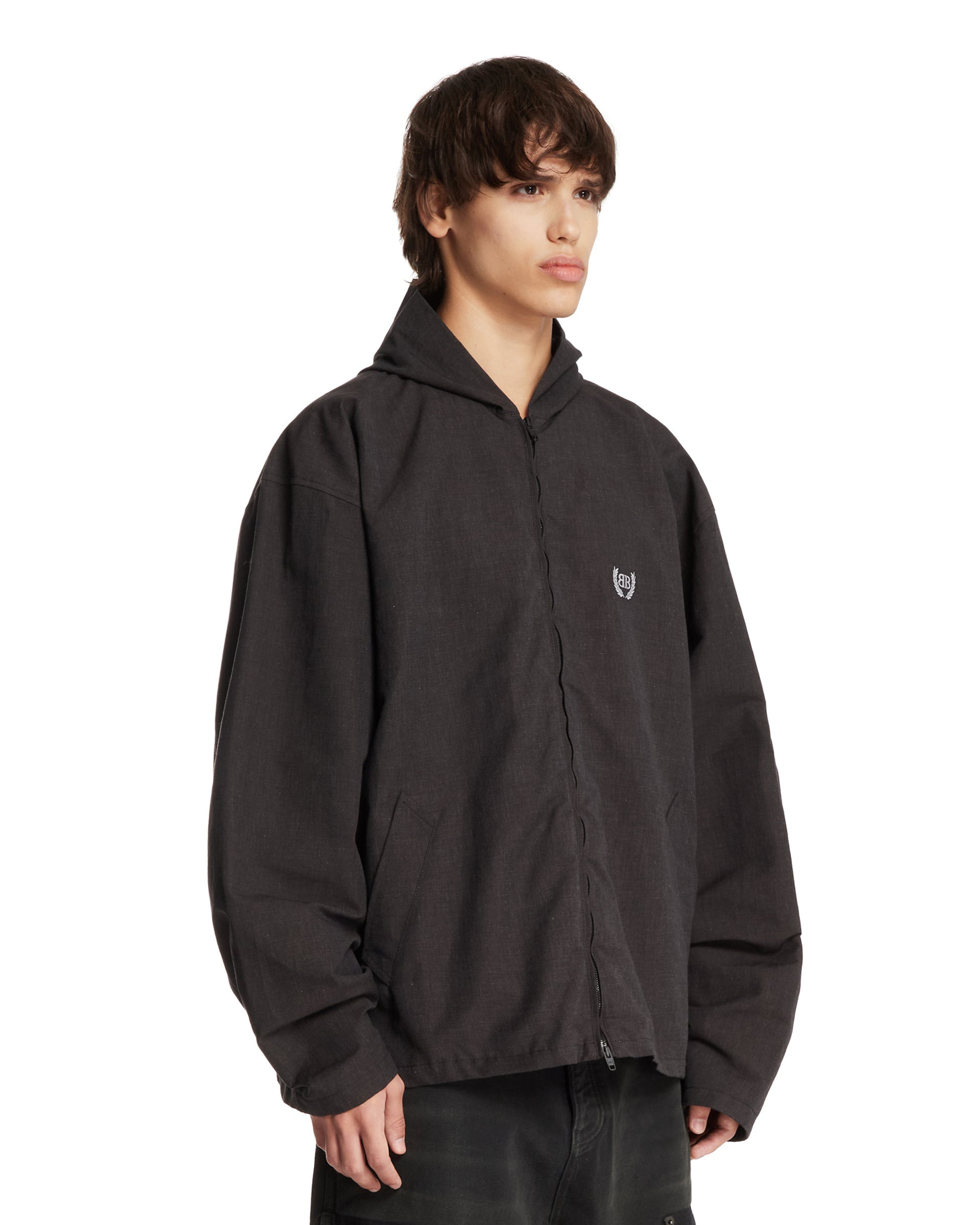 Black Hooded Zip Jacket - 4