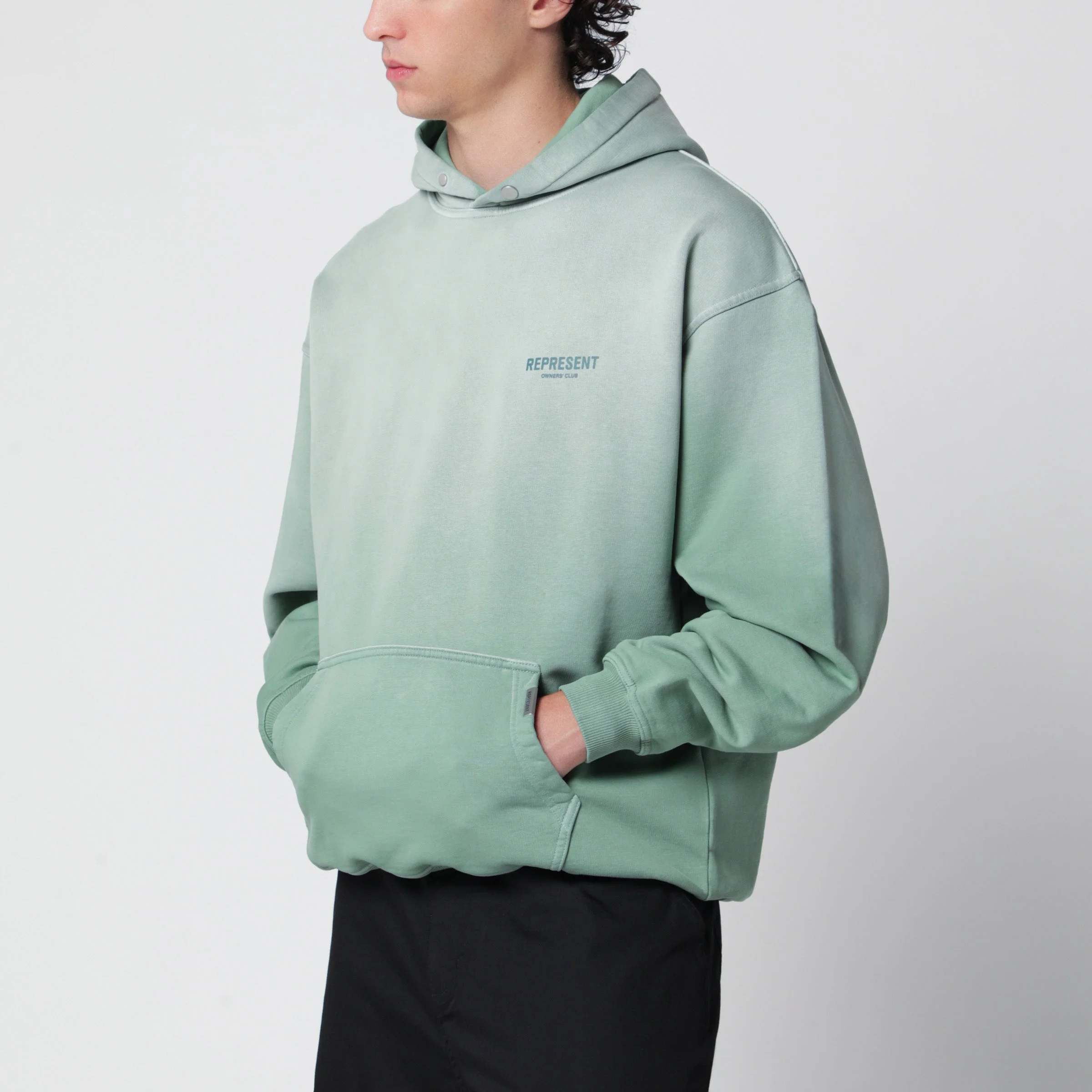 Washed aloe green hoodie - 1