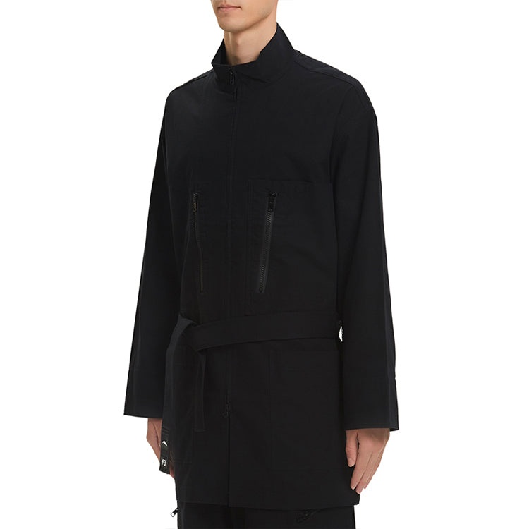 Men's Y-3 mid-length Stand Collar Casual Jacket Black GK4795 - 5