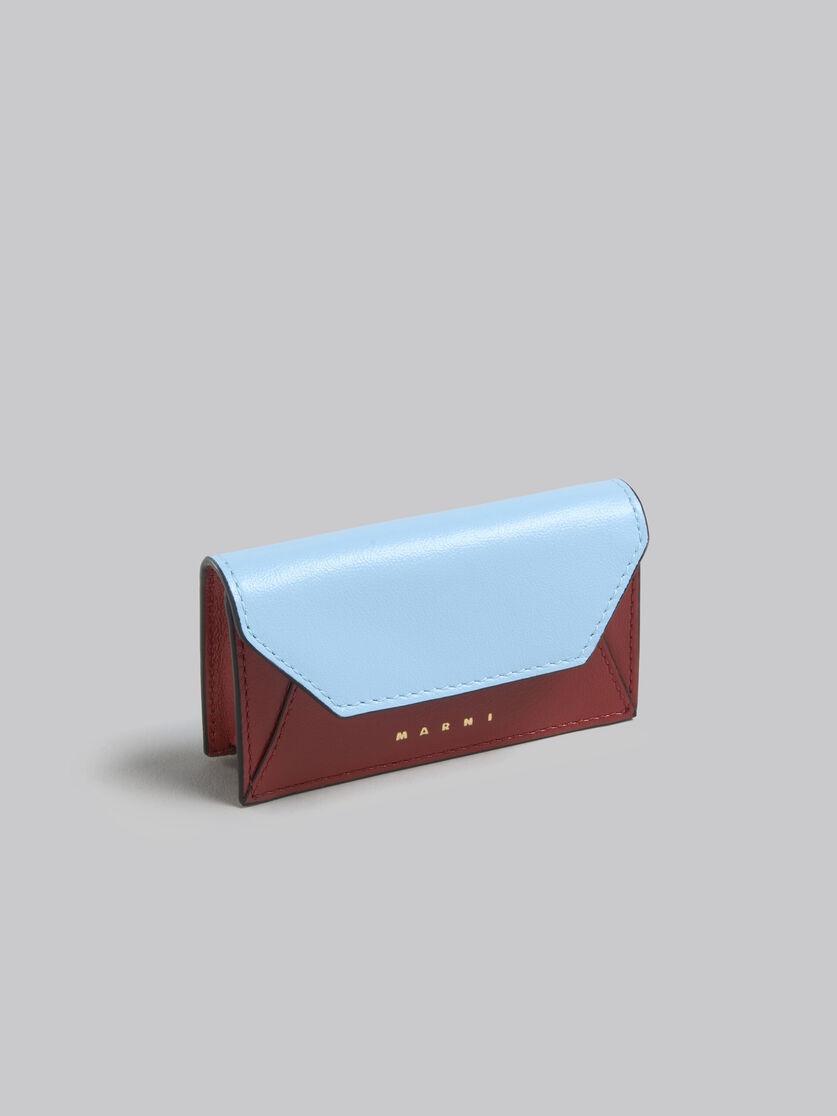 LIGHT BLUE AND BROWN LEATHER CARD CASE - 4
