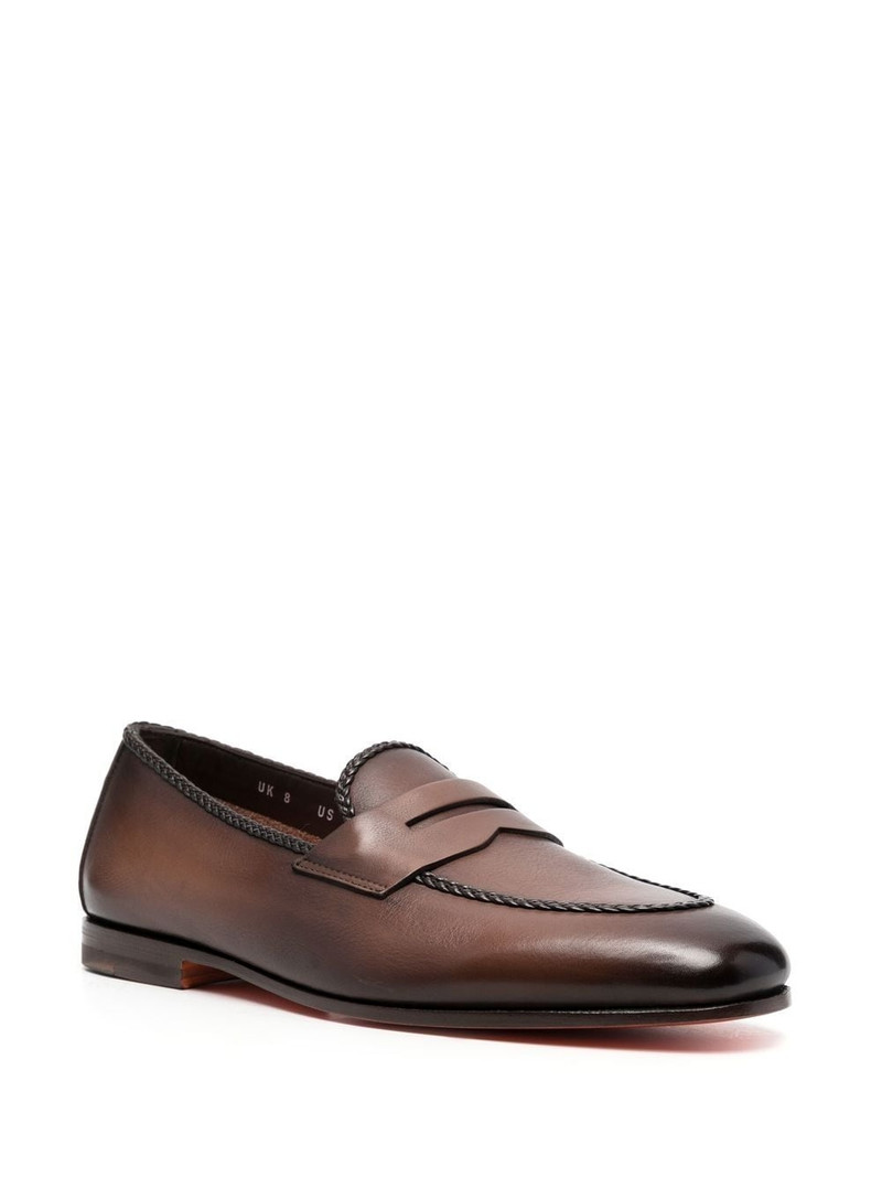 Santoni leather penny loafers outlook