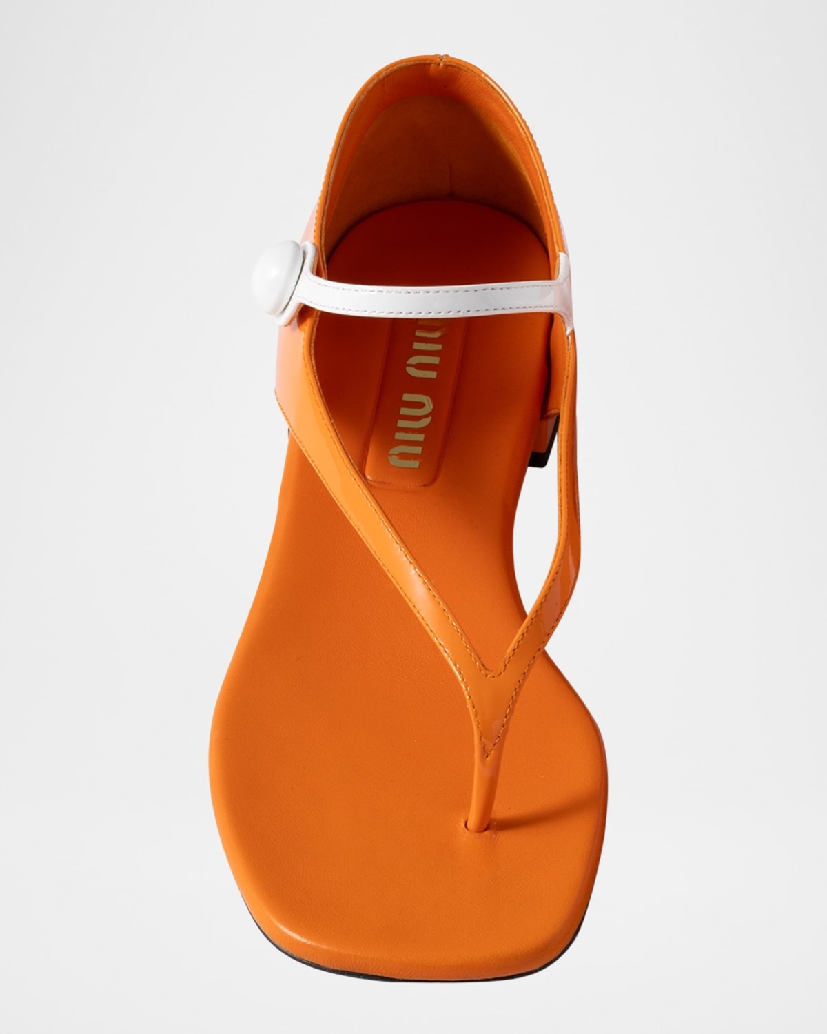 サンダル・ミュール Miu Miu Orange Leather Thong Sandals Miu Miu Braided leather thong sandals for Women - Orange in