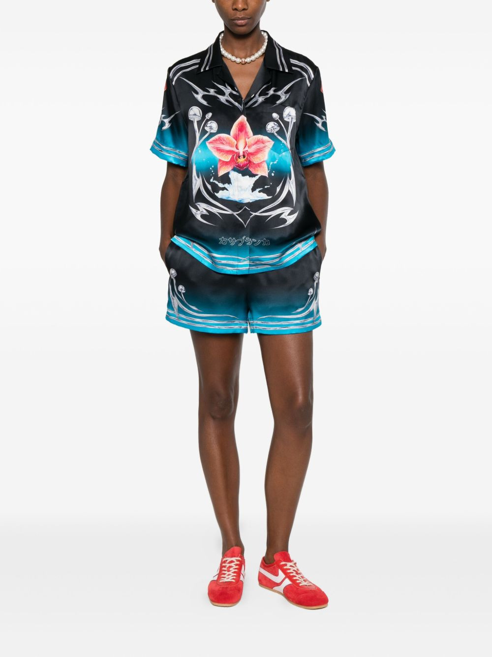 mushroom-print elastic-waist shorts - 2