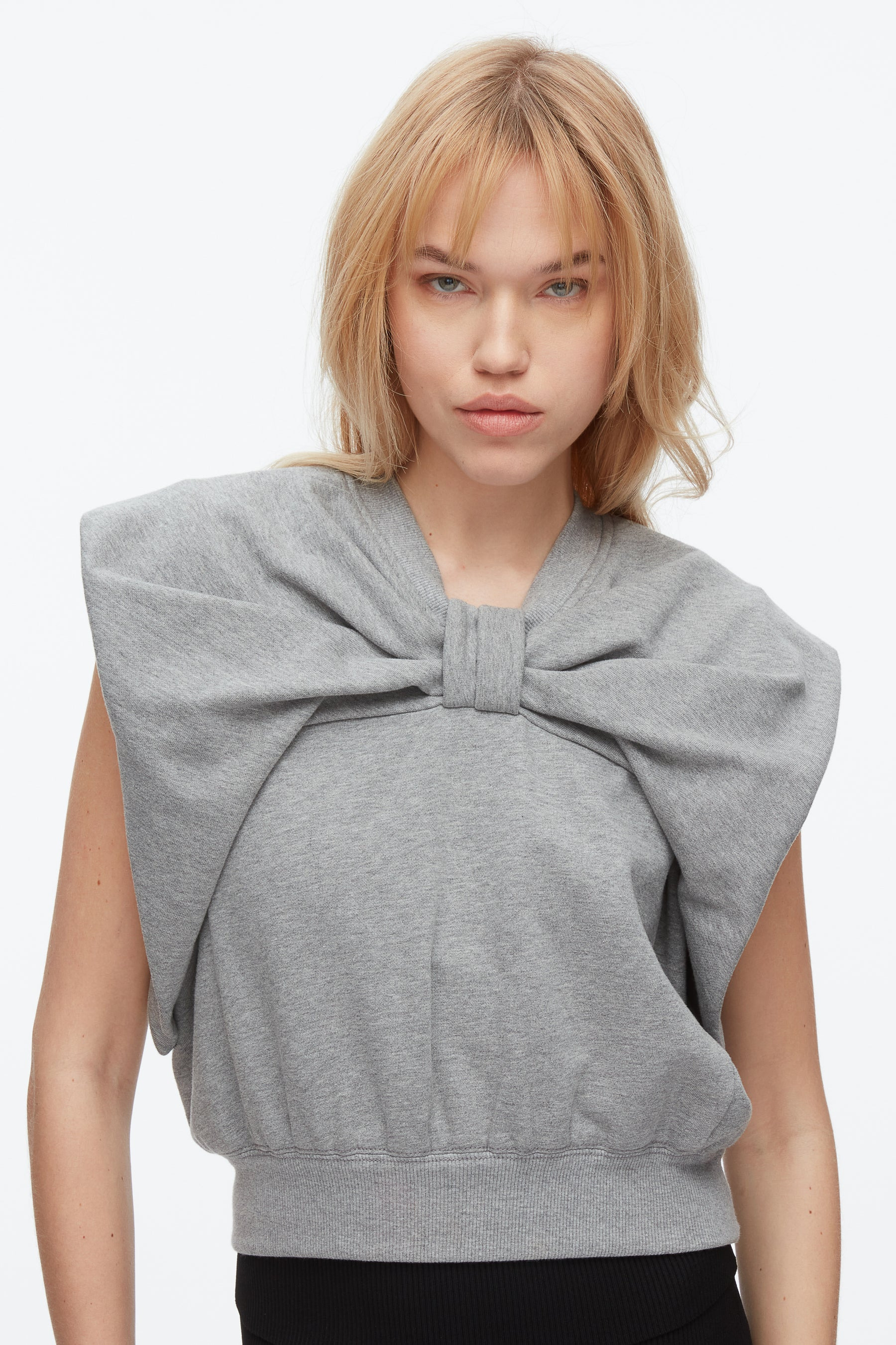 Draped Bow French Terry Top - 6