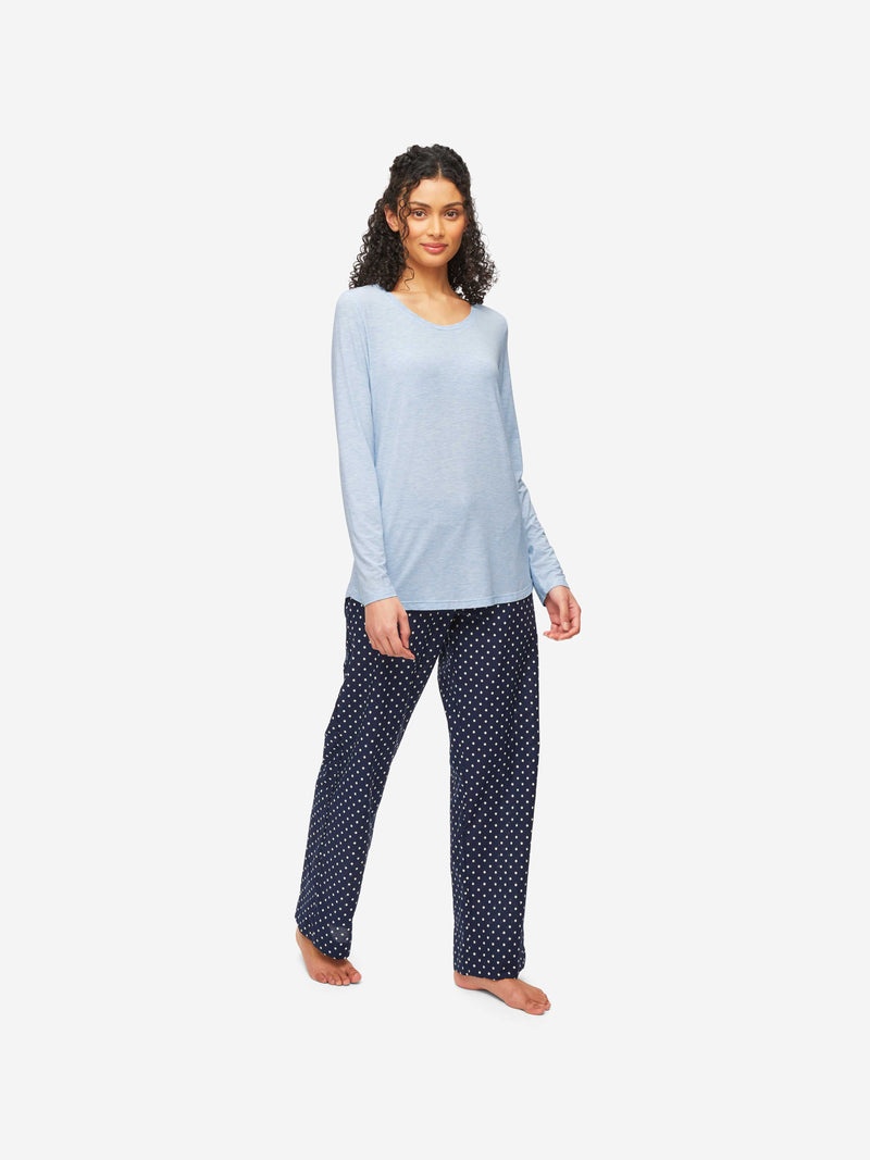 Women's Long Sleeve T-Shirt Ethan Micro Modal Stretch Blue Heather - 5
