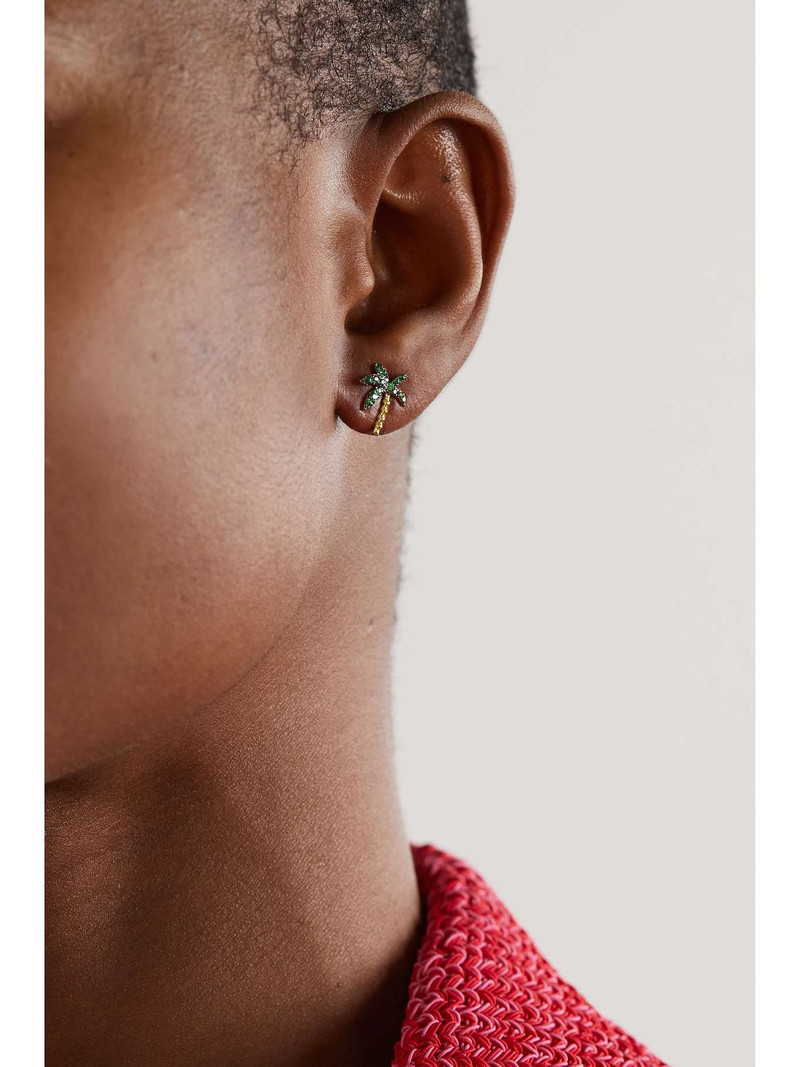 Yvonne Léon 18-karat gold tsavorite earring outlook