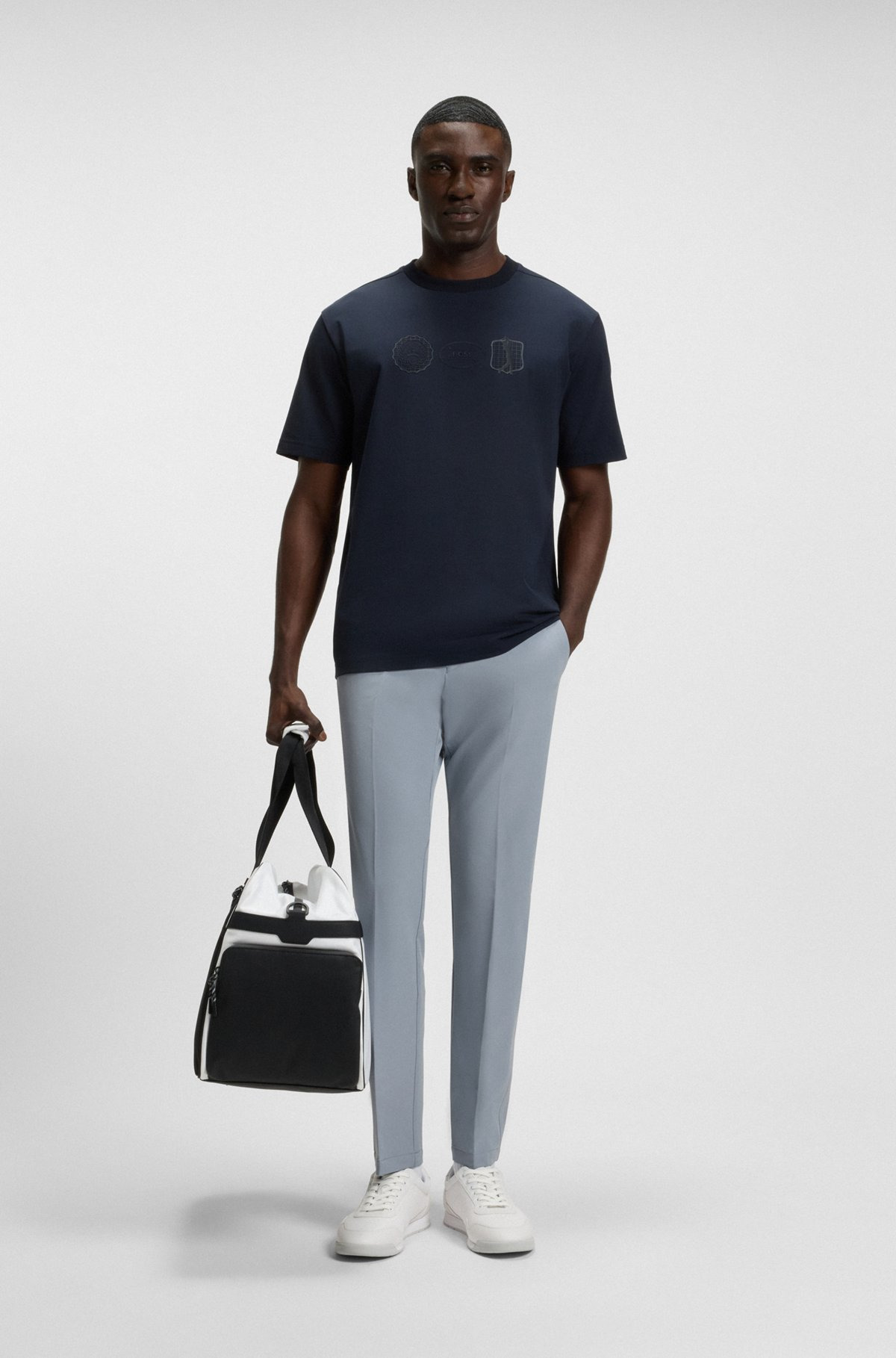 SLIM-FIT PANTS IN WATER-REPELLENT STRETCH FABRIC - 3