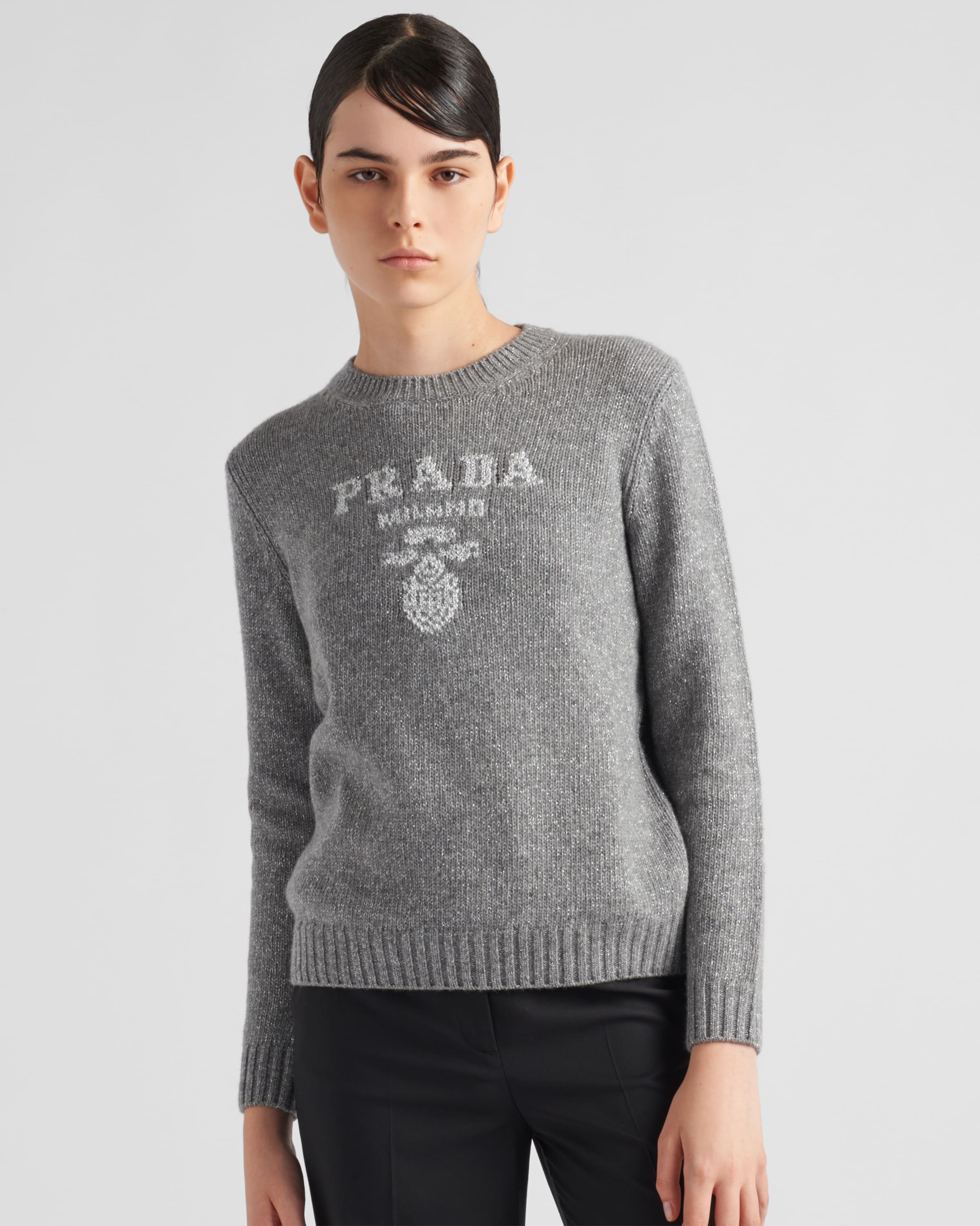 Prada Wool, cashmere and lamé crew-neck sweater | REVERSIBLE