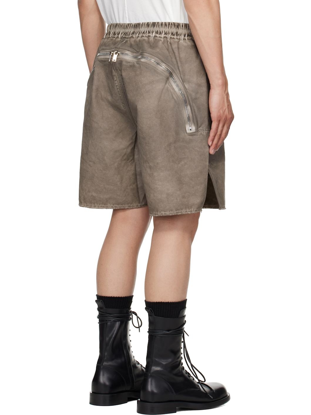 Gray Hollywood Long Boxers Butt Zipp Shorts - 3