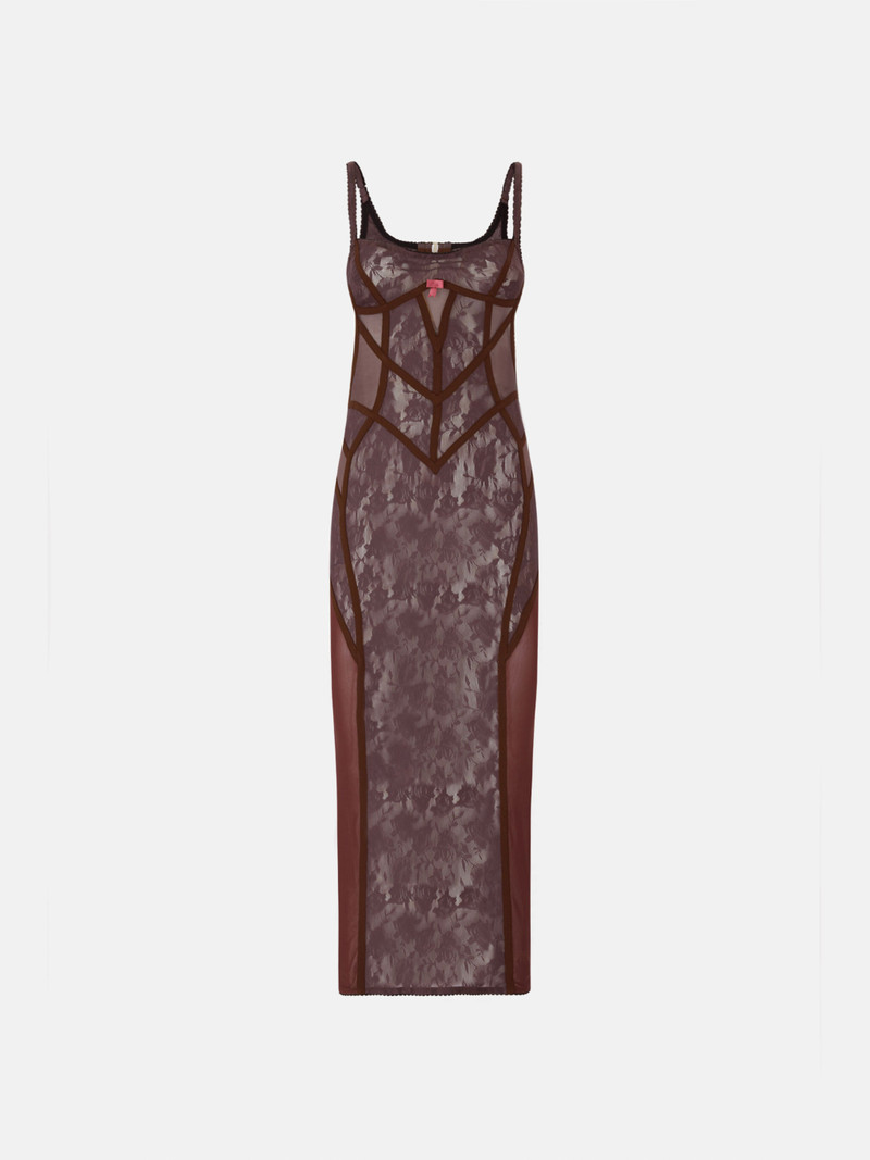 BROWN LACE MIDI DRESS 1