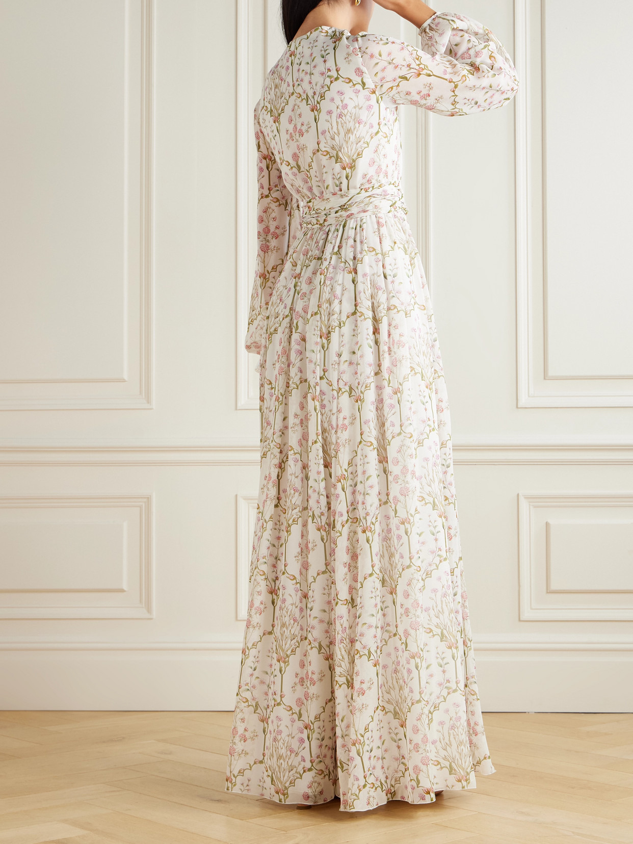 Belted Floral-print Silk-georgette Gown - 3
