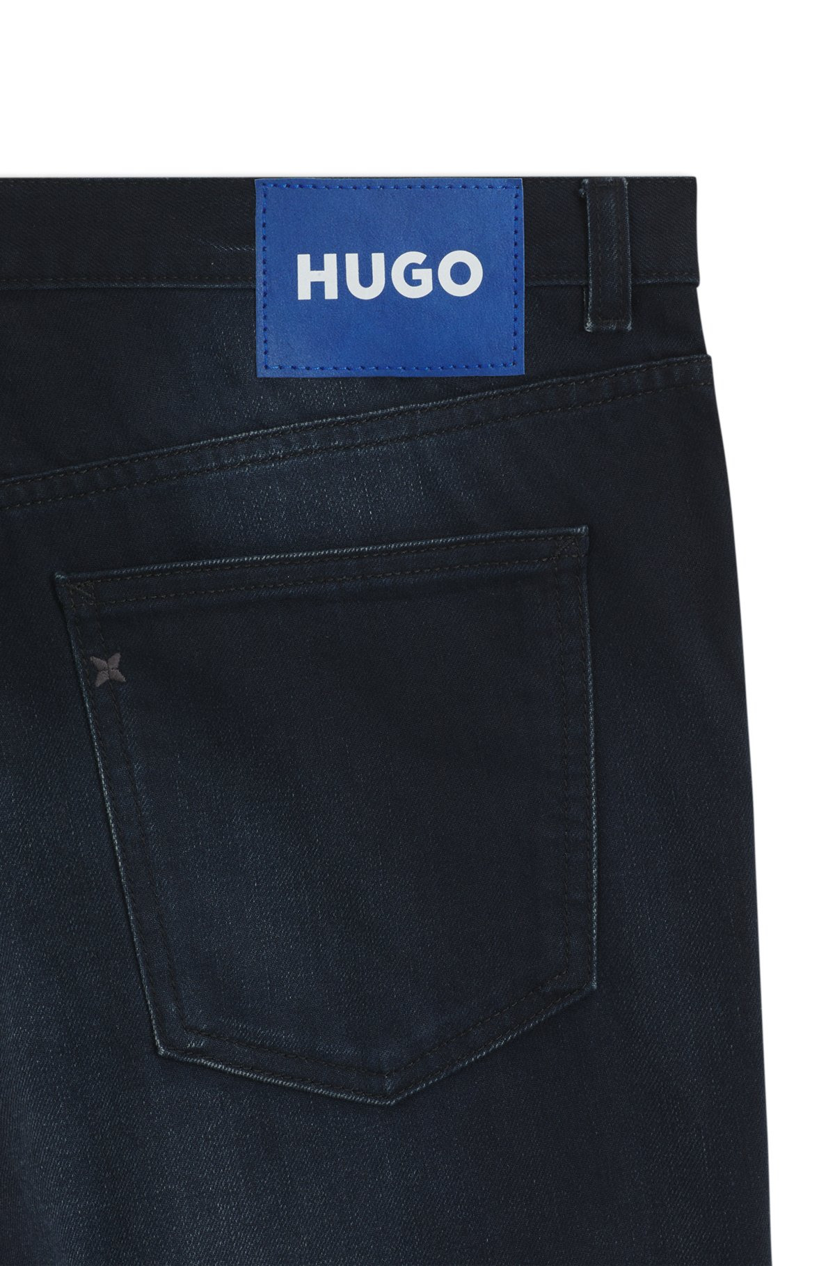 SLIM-FIT JEANS IN BLUE-BLACK STRETCH DENIM - 6