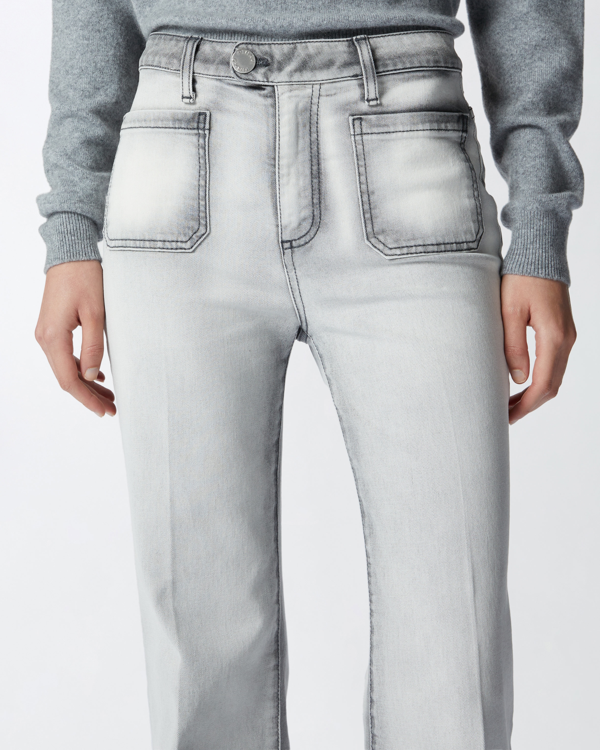 LIGHT GREY FLARED JEANS - 5