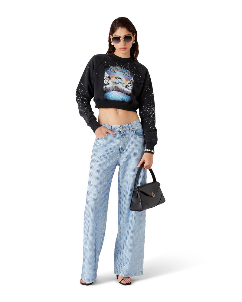 CASABLANCA La Prémonition Crystal Embellished Cropped Sweatshirt | Casablanca Paris outlook