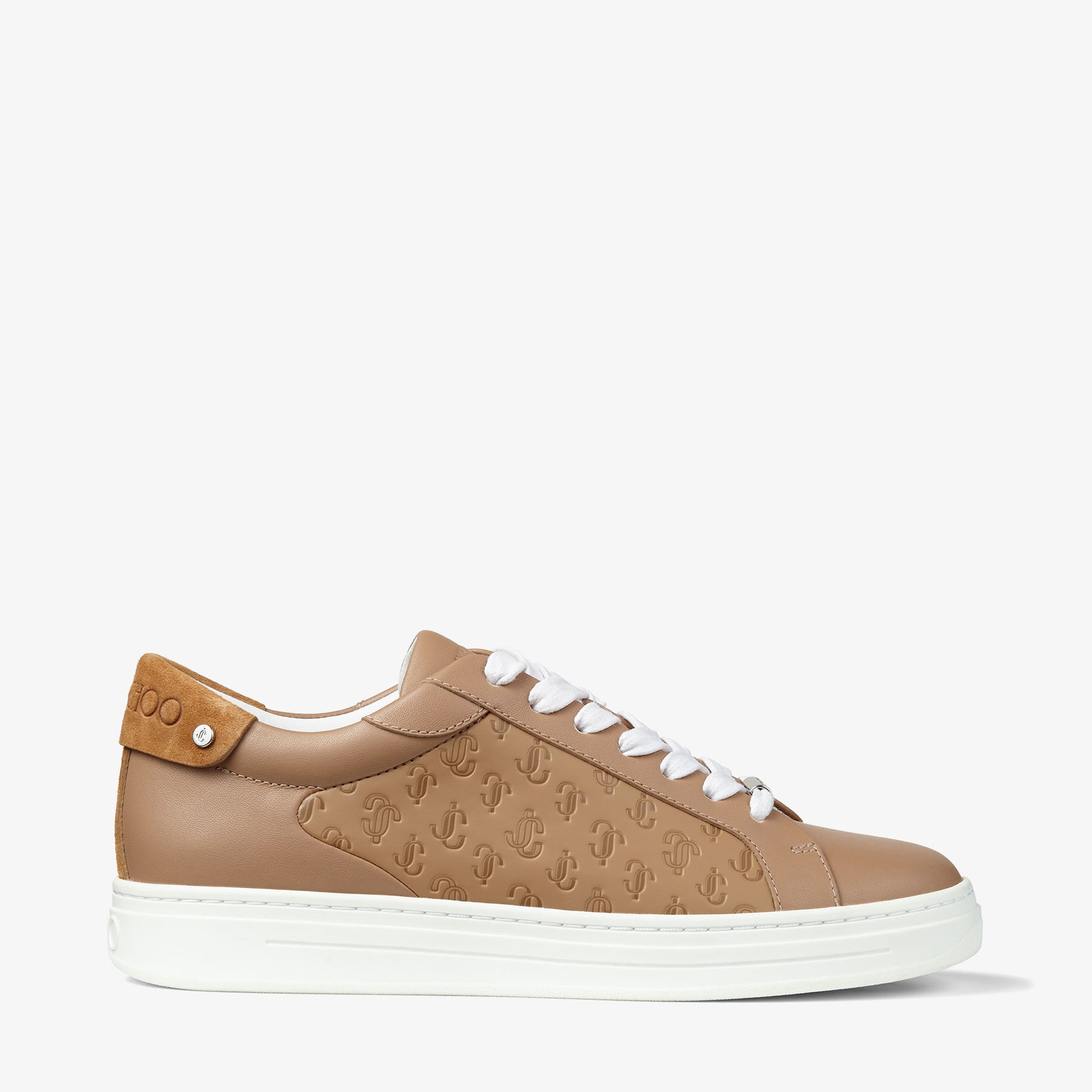 Rome/F
Caramel Leather and JC Monogram Pattern Low Top Trainers - 1