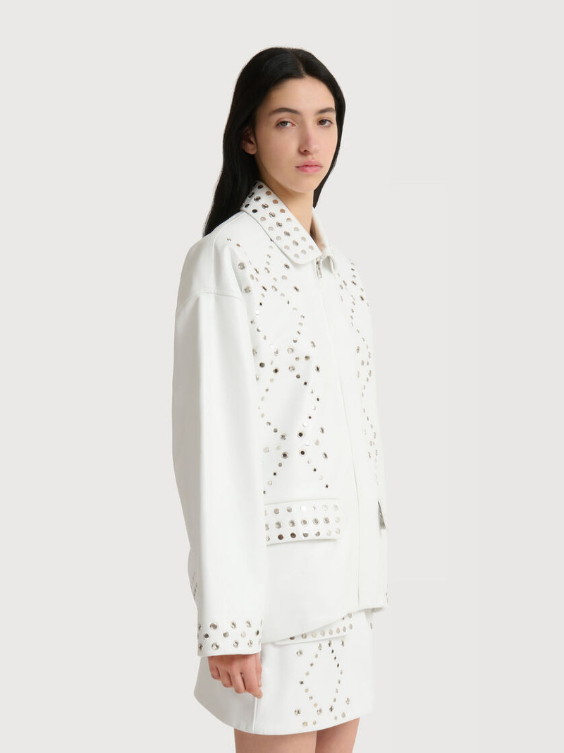 WHITE LEATHER JACKET WITH STUDS 3