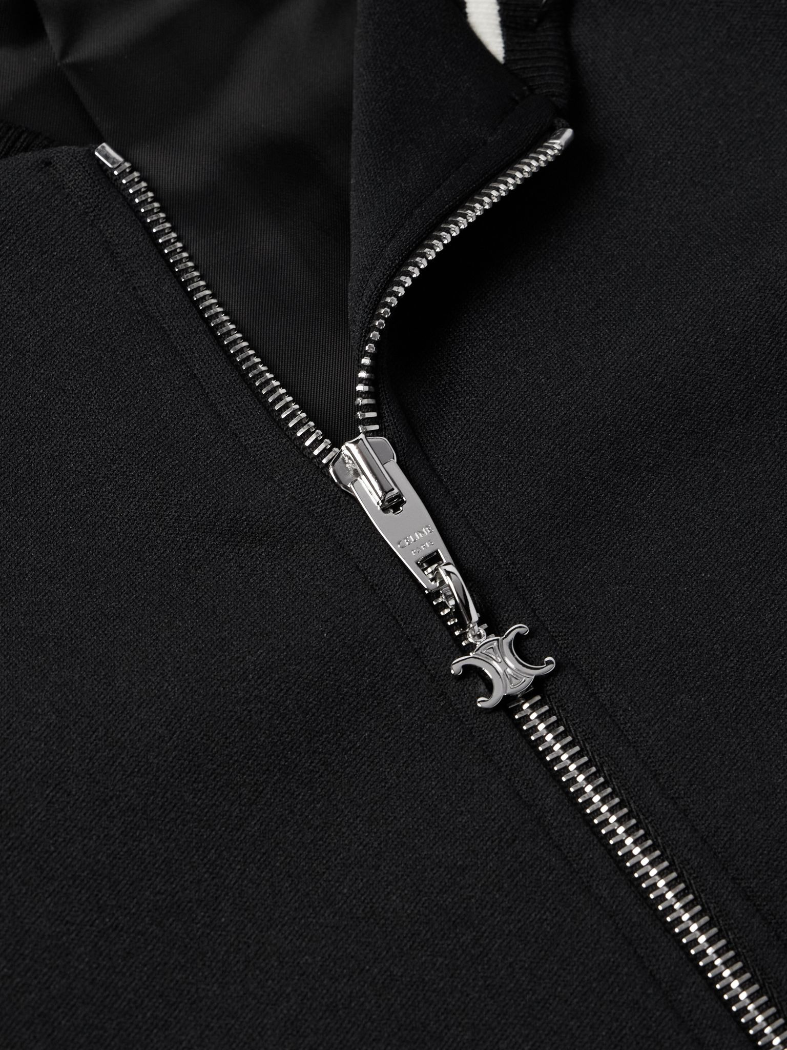 Teddy Slim-Fit Logo-Embroidered Jersey Jacket Black - 4