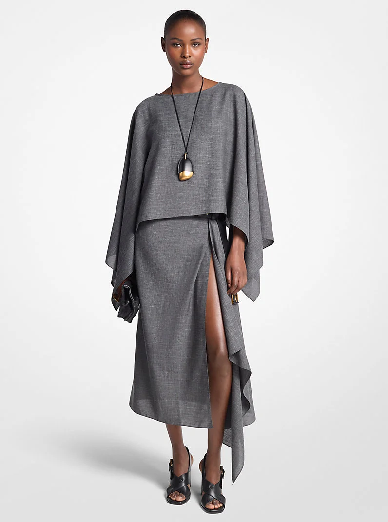 Wool and Silk Blend Kimono Scarf Dress - 1