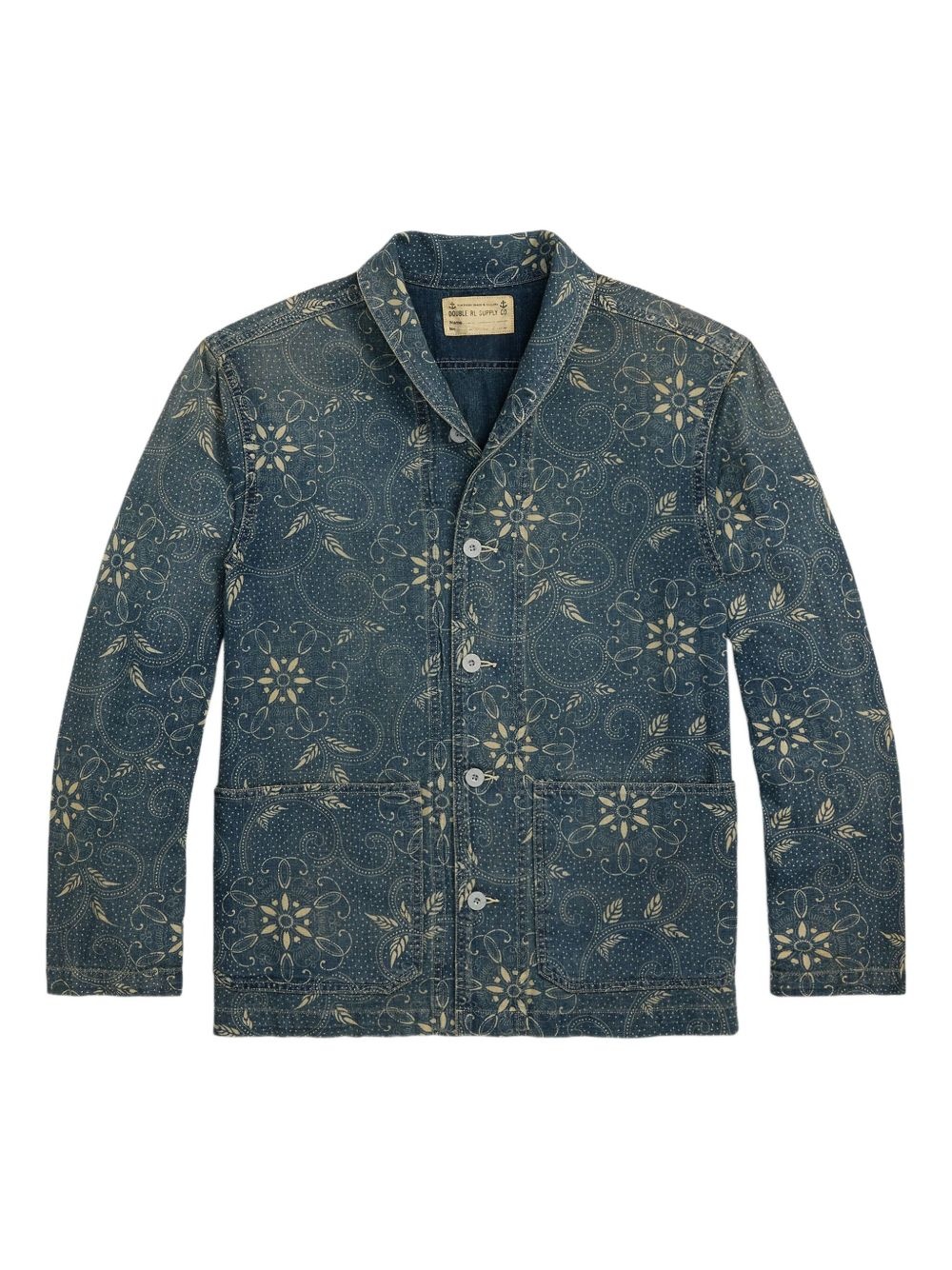 floral-print denim shirt - 1