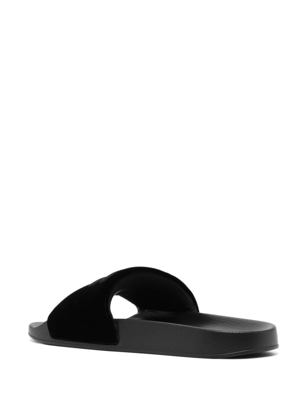 logo-embroidered velvet slides - 3