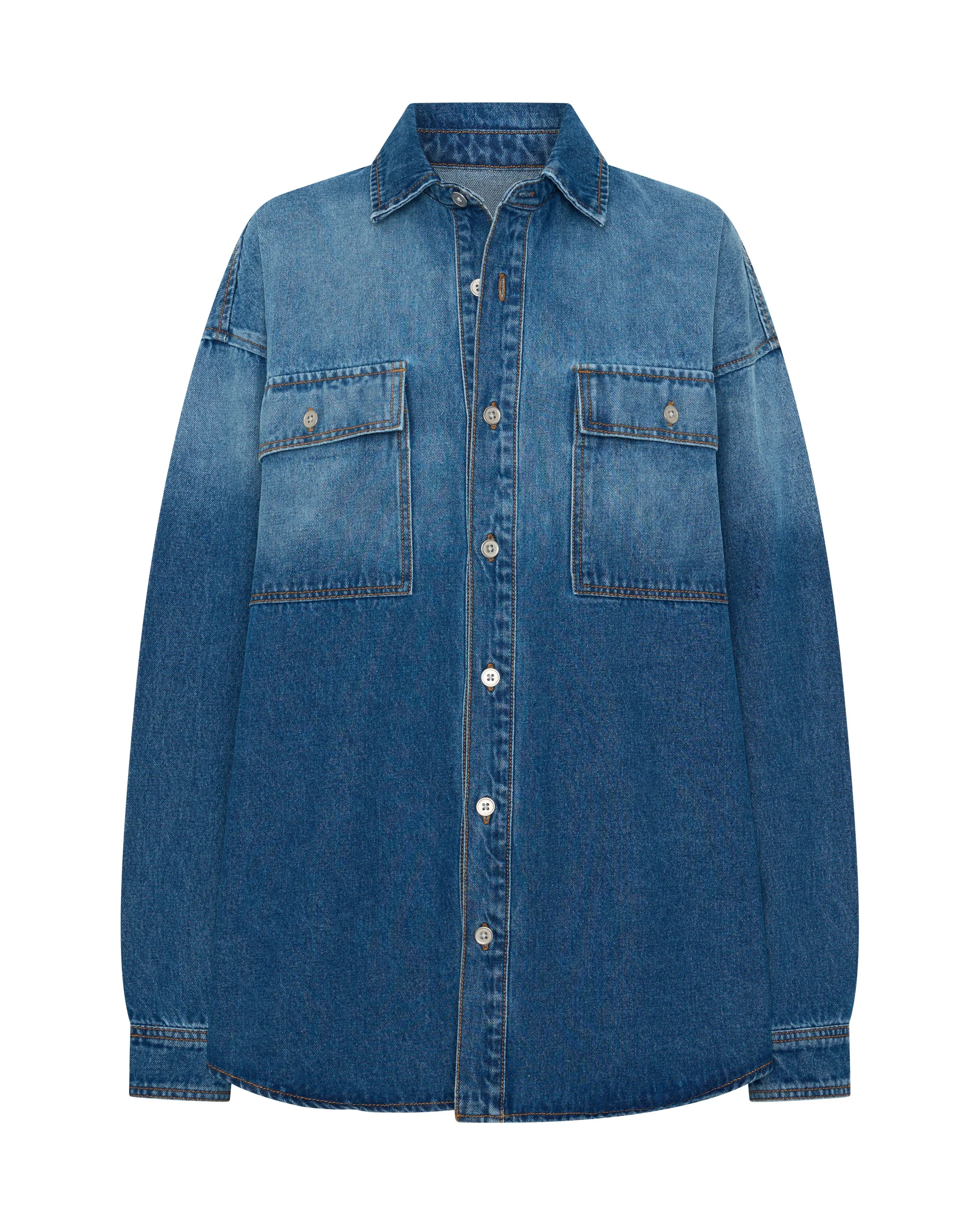 Oversized Denim Shirt - Pacifica Blue - 1