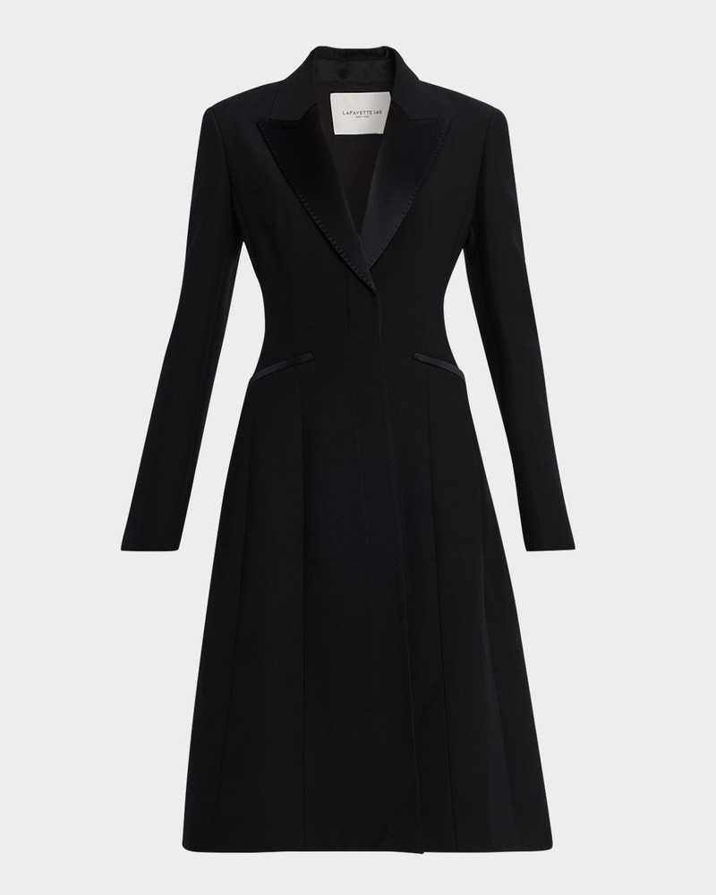 Satin-Trim Crepe Tuxedo Midi Dress 1
