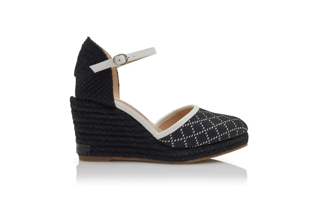 Black and White Raffia Espadrilles - 1