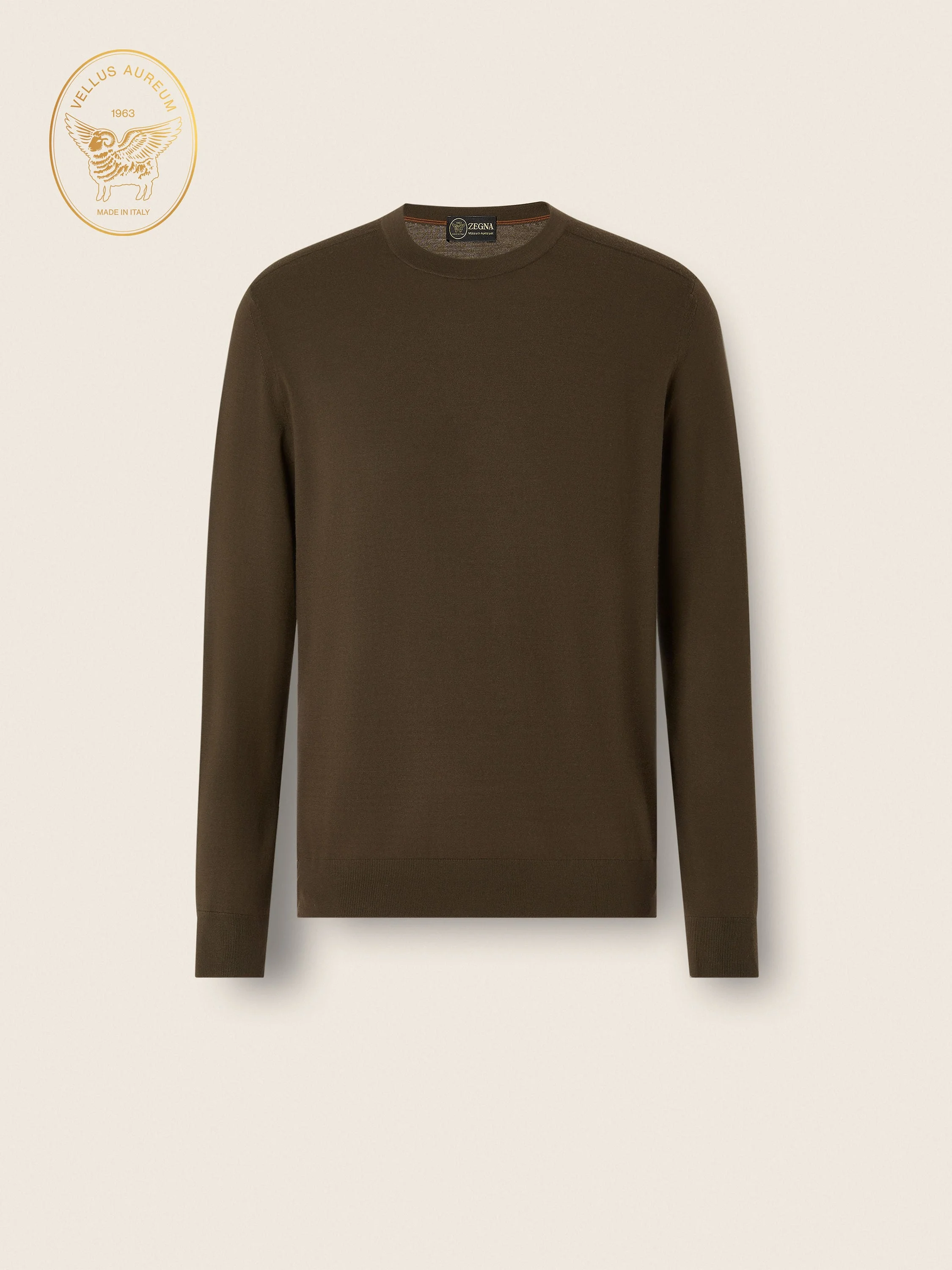 DARK OLIVE GREEN VELLUS AUREUM CREWNECK - 1