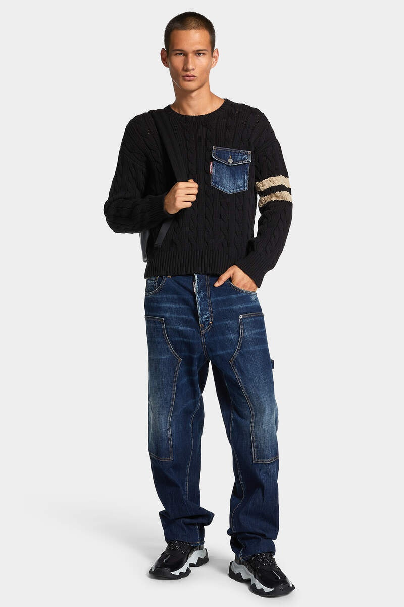 DENIM DETAIL KNIT PULLOVER 5