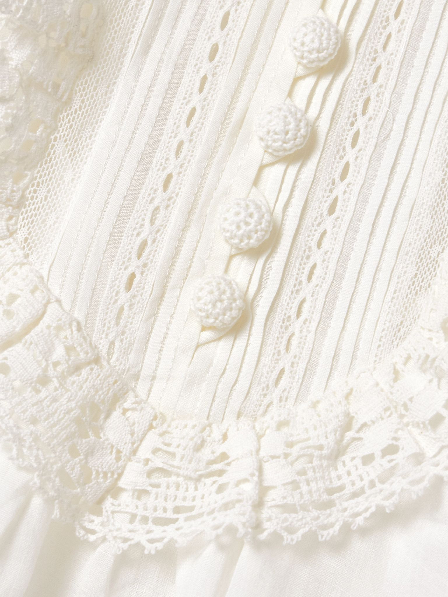 Ascension lace and crochet-trimmed pintucked ramie blouse Cream - 4