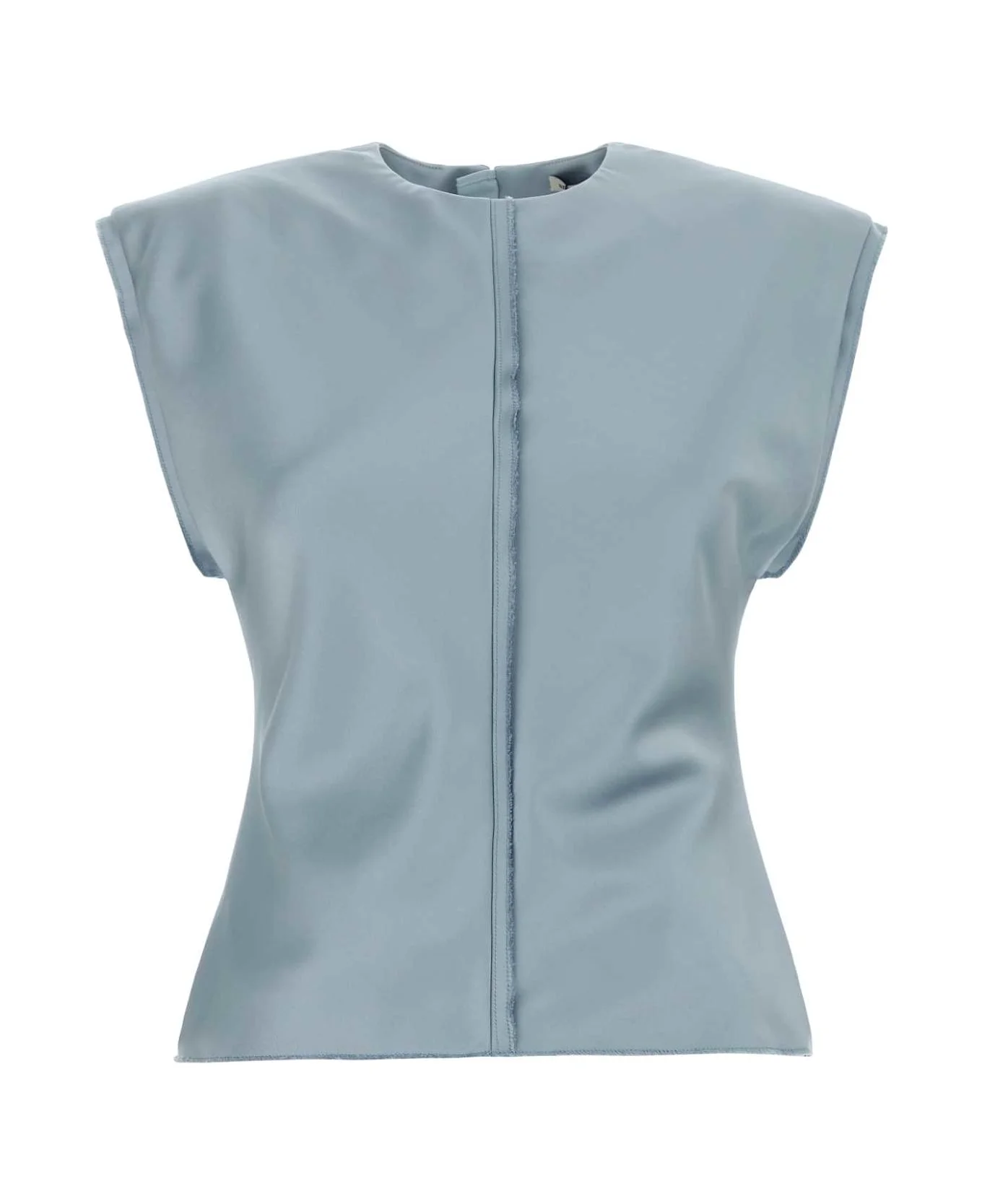 Light Blue Stretch Satin Top - 1