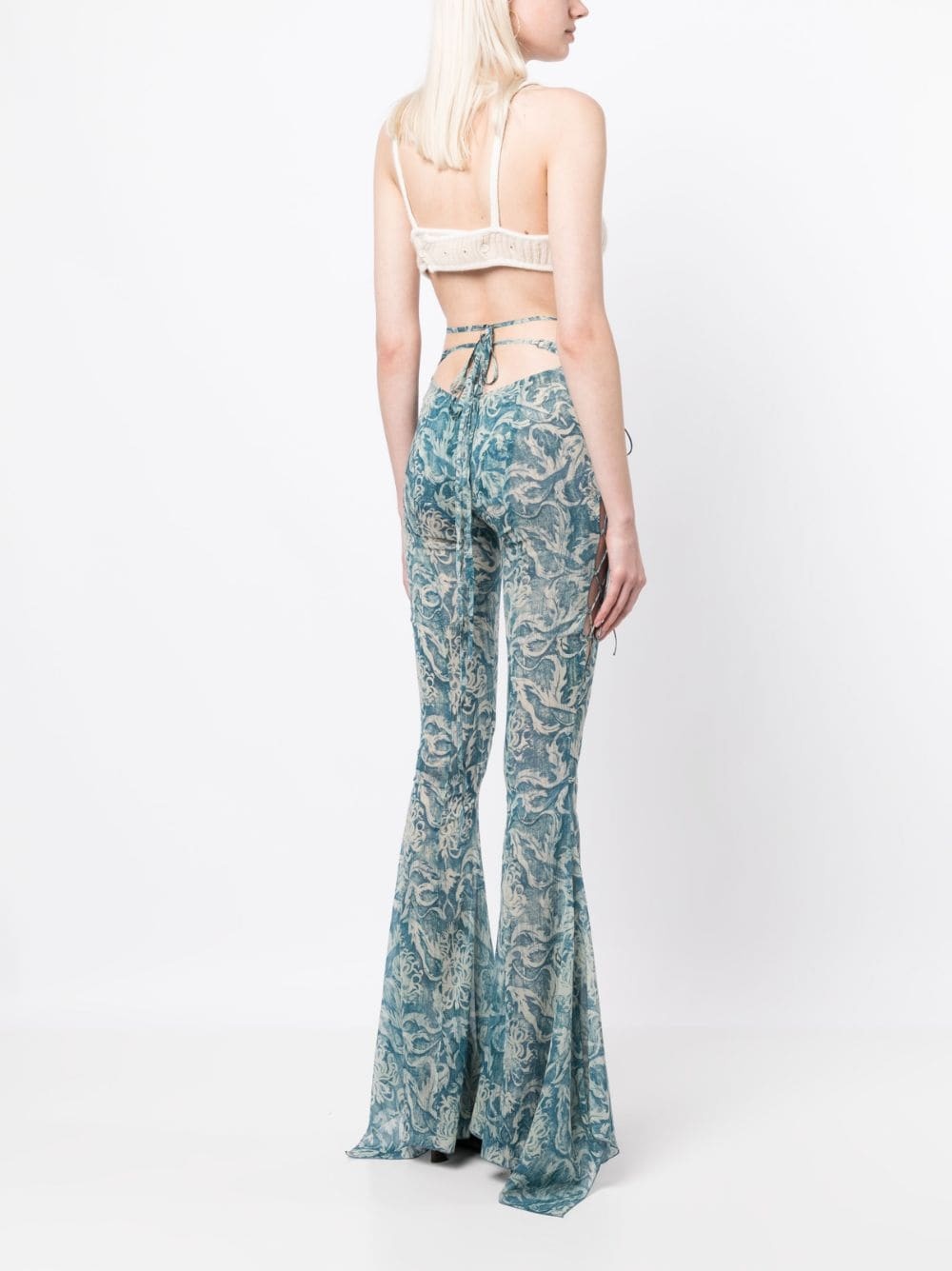 Glimmer graphic-print flared trousers - 4