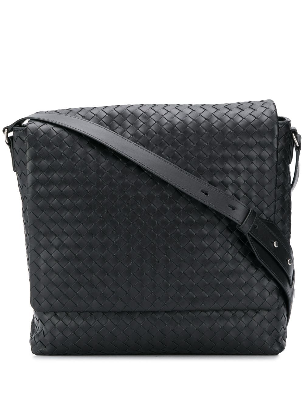 intrecciato weave messenger bag - 1