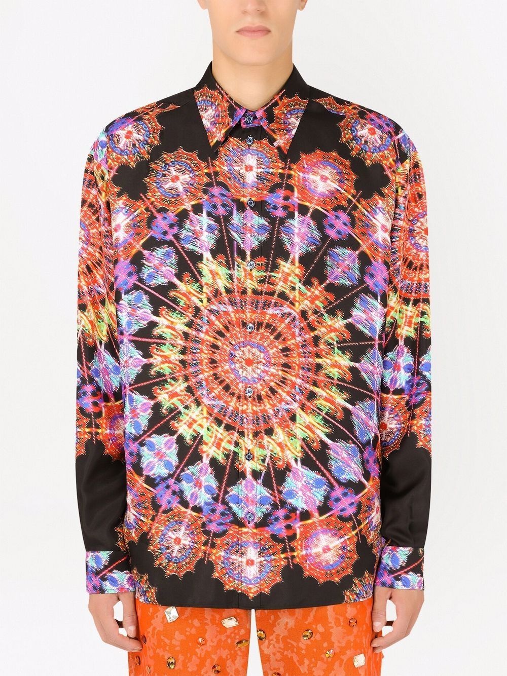 graphic-print silk shirt - 3