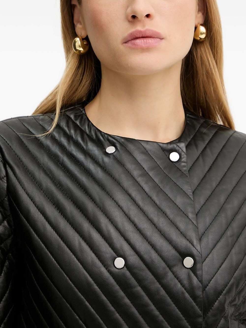 quilted-chevron cropped jacket - 4